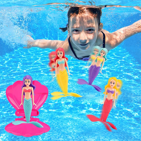 Dykning Roterande Stigande Sjöjungfru Set Barn Pool Lek Skatt H Pink 1pcs