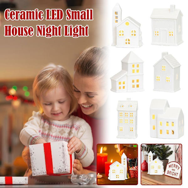 Keramisk Julby Set LED Julby Hus O9H8 юг э☆ Y4A2 D9K3 RH2251 one-size