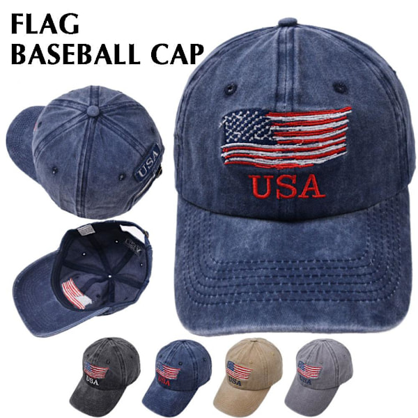 Baseballkepsar för män med amerikansk flagglapp Andningsbar keps Mesh A black one-size