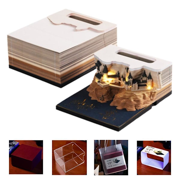 2025 3D-kalender med LED-ljus, pappersskulpturkonst, memoblock, anteckningsblock, nyhetspresent Standard style Weekly calendar