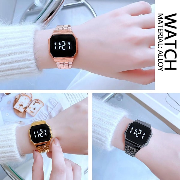 Pekskärm Klocka Skärmspegling Glas Vattentät Digital Klocka Mode Rostfritt Armbandsur A0M1 Silver One size