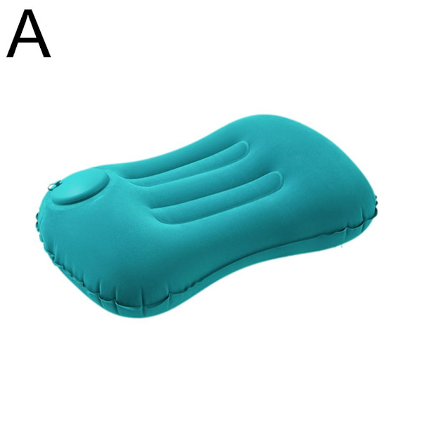 Uppblåsbar resekudde Trycktyp Kuddar Nackkudde Vikbar Formad Multifunktion Camp K2g5 Blue squared shape