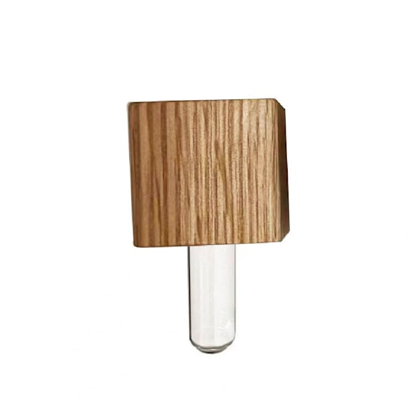 Kylskåpsmagneter Vas, Mini Glasvas, Magnetisk Väggplanta i Trä Black Walnut L 1pcs