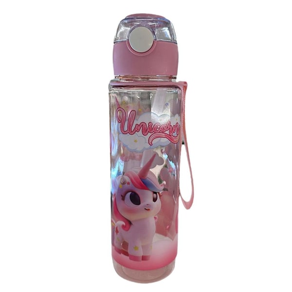 700ml Tecknad Plast Vattenflaska Söt Rymdflaska - Fri Hög Tem Frosted Pink 700ml