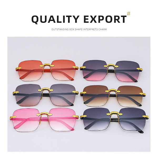 Nya Ramlösa Solglasögon med Skurna Kanter, Dam Solglasögon, Hög Definition, Lätta, UV-säkra N1u9 pink 1PC
