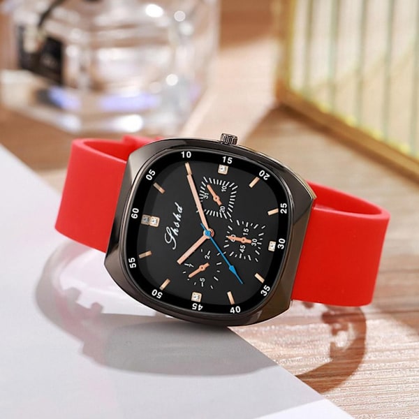 Lyxigt Silikonarmband Mode Dam Vattentät Klocka Unisex För Män Kvinnor Mode Koreansk O6f1 Red One size