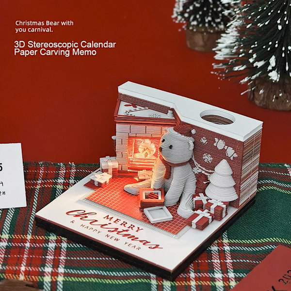 3D kalender papper carving anteckningar Jul Björn Anteckningsblock` T7J1 V6X2