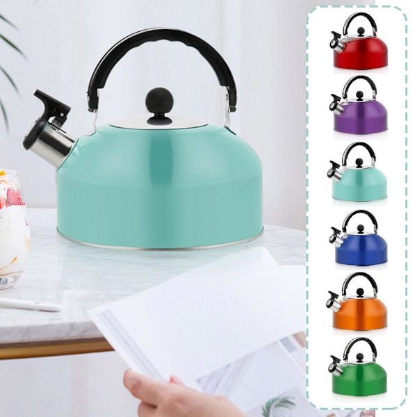 Visslande vattenkokare i rostfritt stål, campingvattenkokare för gasspis och induktionshäll UKS natural color 1PCS