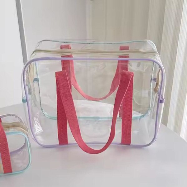 PVC Transparent Strandväska med Axelrem för Simning och T transparentB L