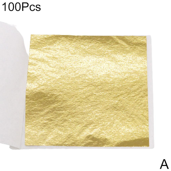 100 ark Dubbel Guld DIY Folieblad Papper Mat Tårta Förgyllning Ätbar TOP✨ B gold 100pcs