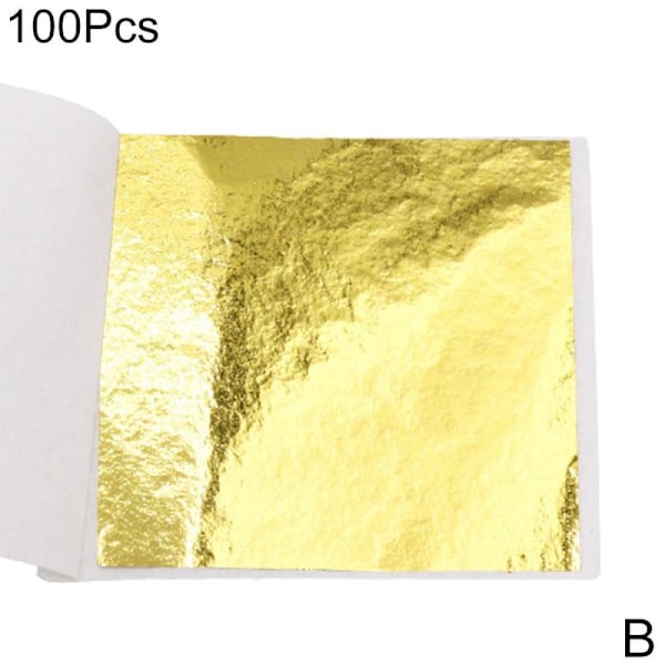100 ark Dubbel Guld DIY Folieblad Papper Mat Tårta Förgyllning Ätbar TOP✨ K gold 100pcs