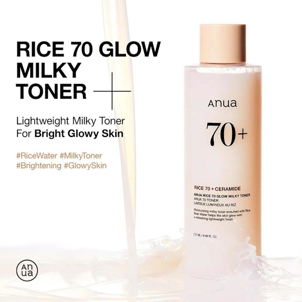 [ANUA] Rice 70 Glow Milky Toner - 250ml - Brittisk säljare 2025