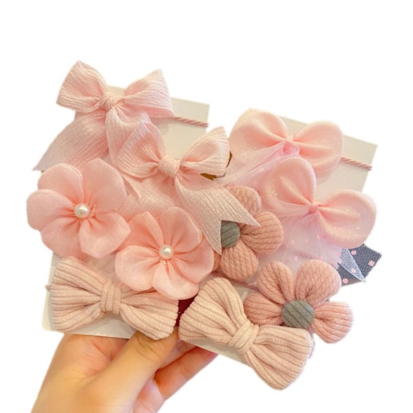 Stylingverktyg 10 st/set Blomma Rosett Elastiska Hårband För Flicka Barn Liten Flicka Huvudbonad Pink 1set