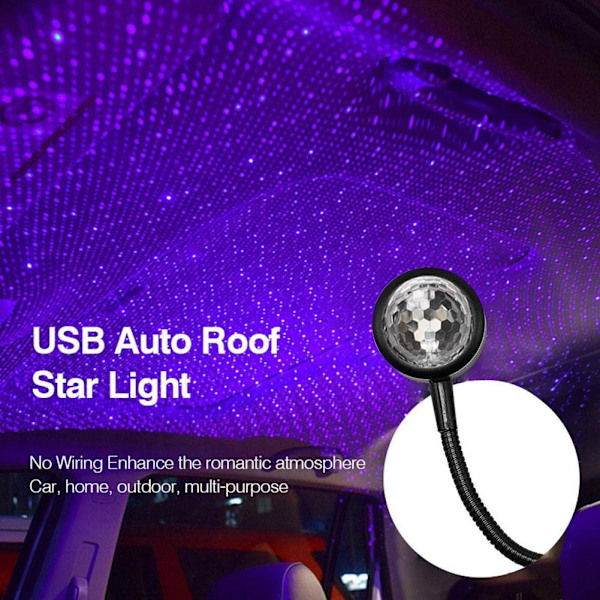 USB Bil Atmosfär Lampa Interiör Ambient Stjärnljus Stjärnklar Himmel LED Projektor Het