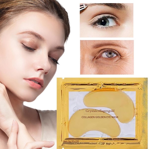 Kristall 24k Guld Pulver Gel Kollagen Ögonmask Anti Rynkor Fläckar Het J7 P U4E5