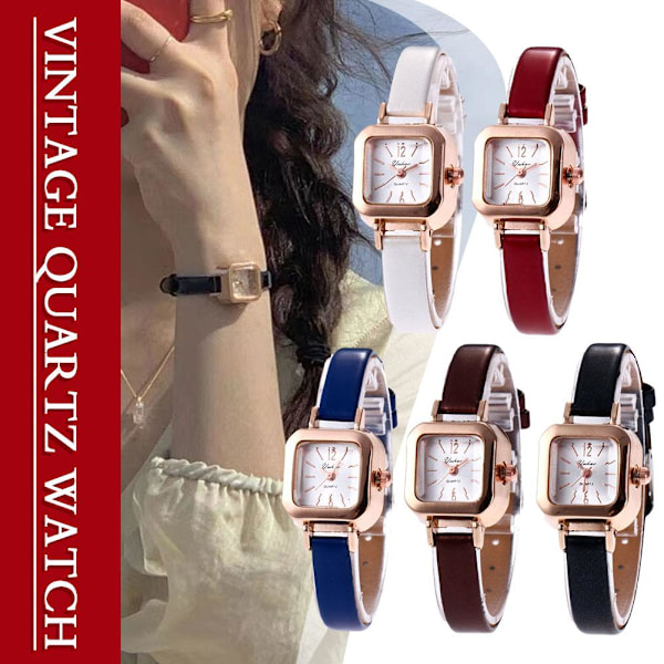 Ny Modeklocka Koreansk Version Retro Quartz Klocka Tunt Band Sm Red One size