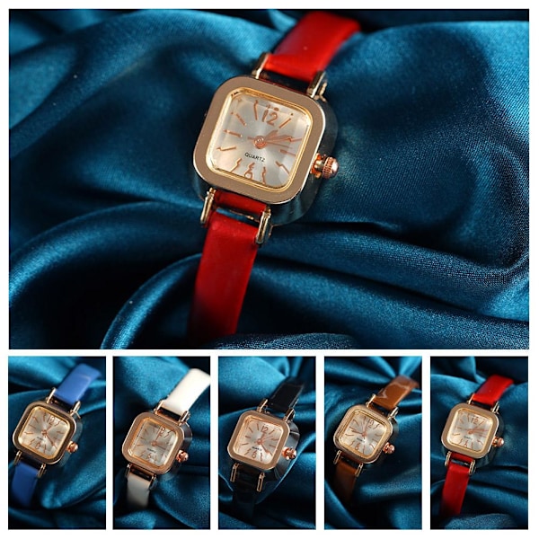 Ny Modeklocka Koreansk Version Retro Quartz Klocka Tunt Band Sm Red One size