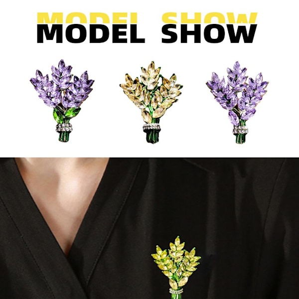 Vacker Kristall Lavendel Blomma Brosch Nål U7C4 purple+green ONE-SIZE