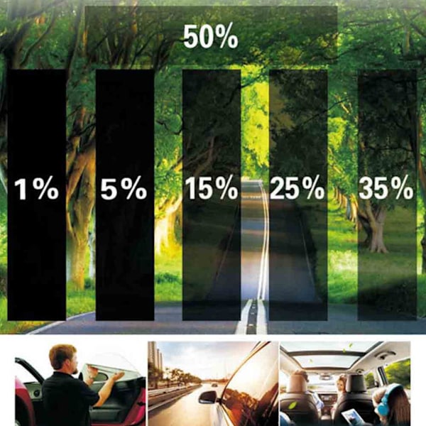 LIUZHIPENG Bilfönstertoning, VLT-tonad fönsterfilm, solskyddsglasdekal för bilvindruta, värme- och UV-skydd och reptålighet 15% 50cmx300cm