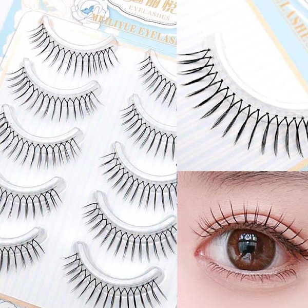 U-formade lösögonfransförlängningar Naturliga tunna återanvändbara N5F2 9-9.5mm 5 pairs