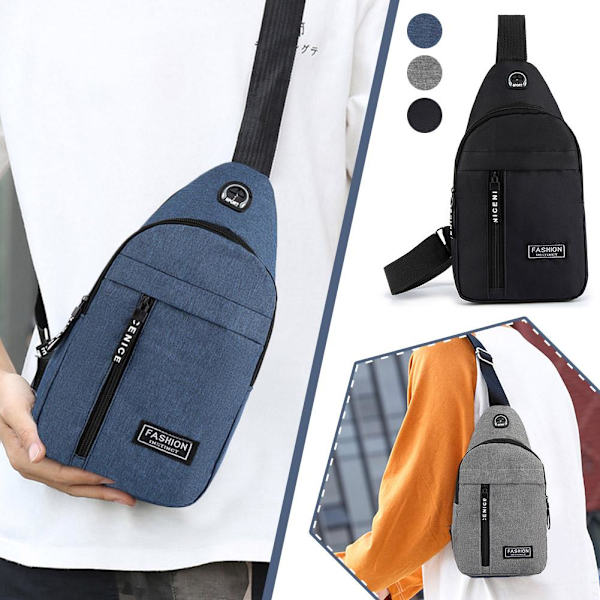 Oxford Tyg Bröstväska Stor Kapacitet Sport Utomhus Ryggsäck Crossbody Enkel Axel Fritid V5a5 Gray One size