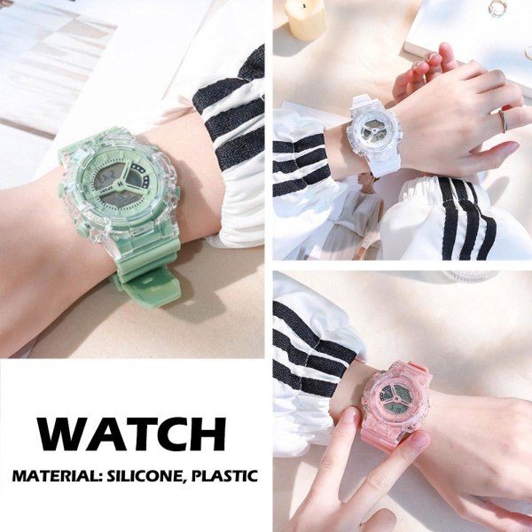 Elektronisk watch som visar vit smog Blå watch hane och f Pink One size