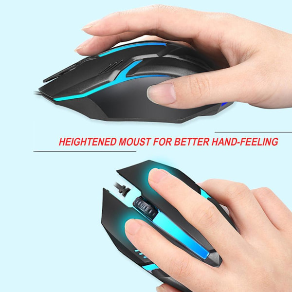 Gamingmus med 7-färgs LED-bakgrundsbelysning Ergonomisk USB-gamingmus W black One-size
