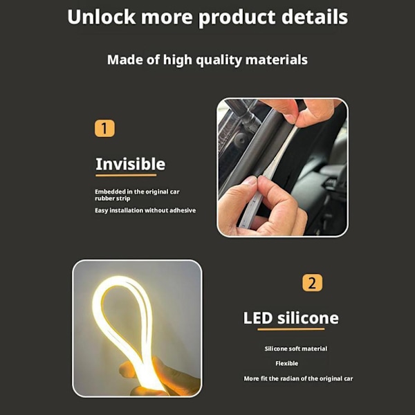 Bil Hög Ljusstyrka Bagagebelysning Ambient Ljus Interiör Led Automatisk Ljus Baklucka Strip M5k6 Warm 2M 1set