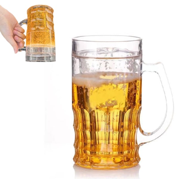 Fejk Ölglas, 400ml Dubbla Lager Rolig Ölsejdel, Fejk Dubbel Fejk Öl Mugg med Mellanvåning, Rolig Ölmugg med Handtag, Läcksäker I