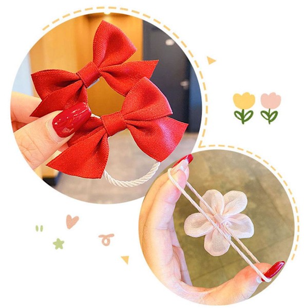 Stylingverktyg 10 st/set Blomma Rosett Elastiska Hårband För Flicka Barn Liten Flicka Huvudbonad Red 1set