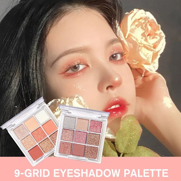 9 PalaceGrid Ins-Style Ögonskuggspalett Glitter Pärla Prisvärd Matt A9O9 01 # Coral Pink 10g
