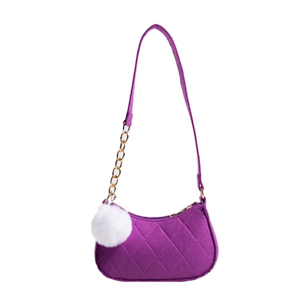 Sommar Ny Stil Enfärgad Pälsbollsväska Dam Liten Fräsch Fe Purple One size
