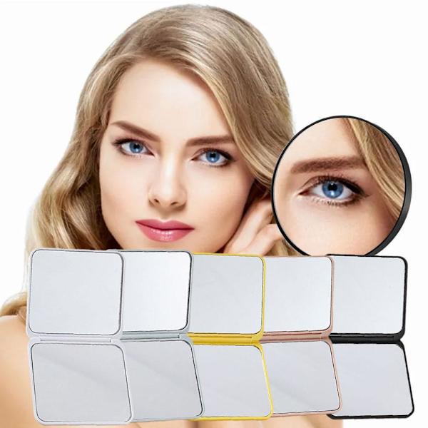 Mini Fyrkantig Sminkspegel Bärbar Dubbelsidig Vikbar Spegel Liten Gåva E8P6 white 1pcs