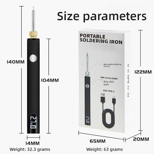 USB Elektrisk Lödkolv Kit 510 Svetslöd Verktyg Justerbar Varm J1 Blue One size