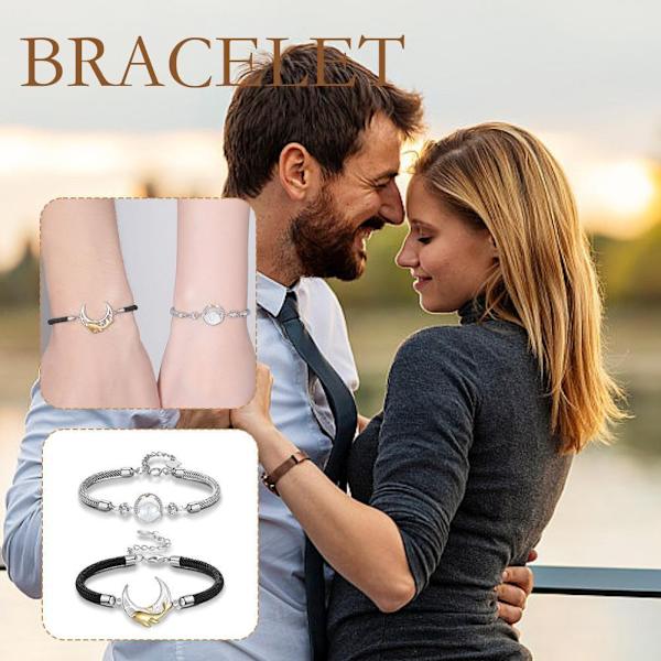 1/2x Snäcka Val Månform Armband Flätat Rep Pararmband Älskare Armringar Resten Av Livet J6K2 sliver2 onesize