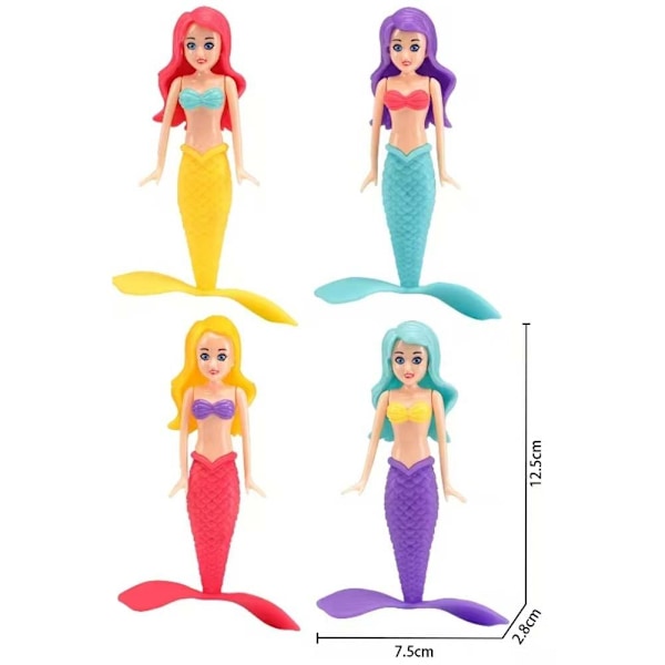 Dykning Roterande Stigande Sjöjungfru Set Barn Pool Lek Skatt H Transparent glitter 1pcs