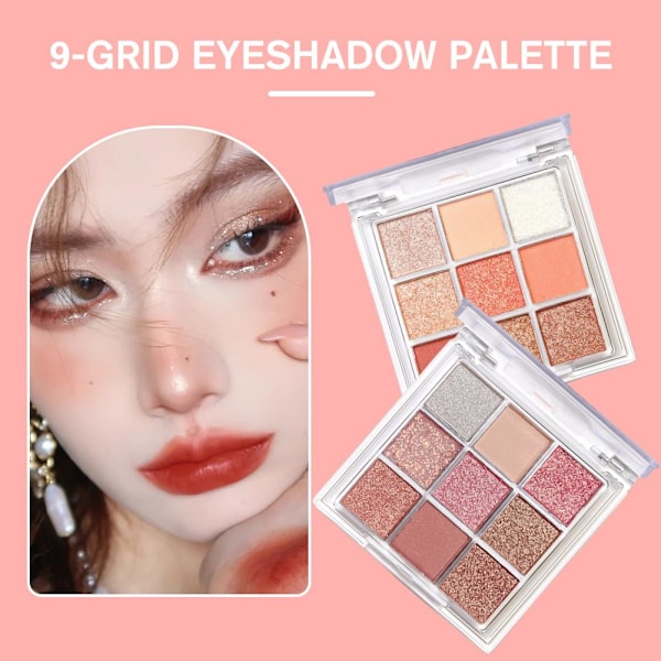 9 PalaceGrid Ins-Style Ögonskuggspalett Glitter Pärla Prisvärd Matt A9O9 01 # Coral Pink 10g