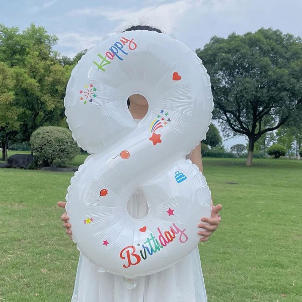 32 tum DIY vit digital ballong för barns födelsedagsfest Ro 4 1pc