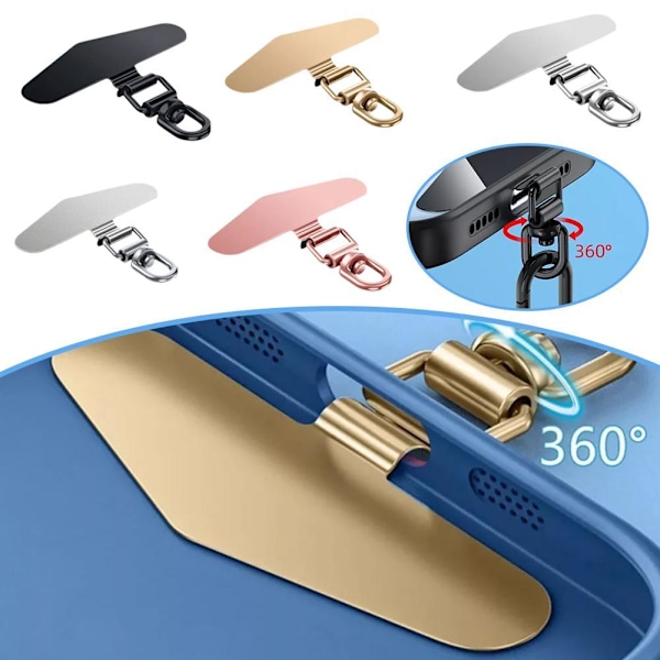 360° Roterbart Mobilskal Hängande Rep Fäst För Mobiltelefon Packning C7G7 Titanium steel color 1pcs