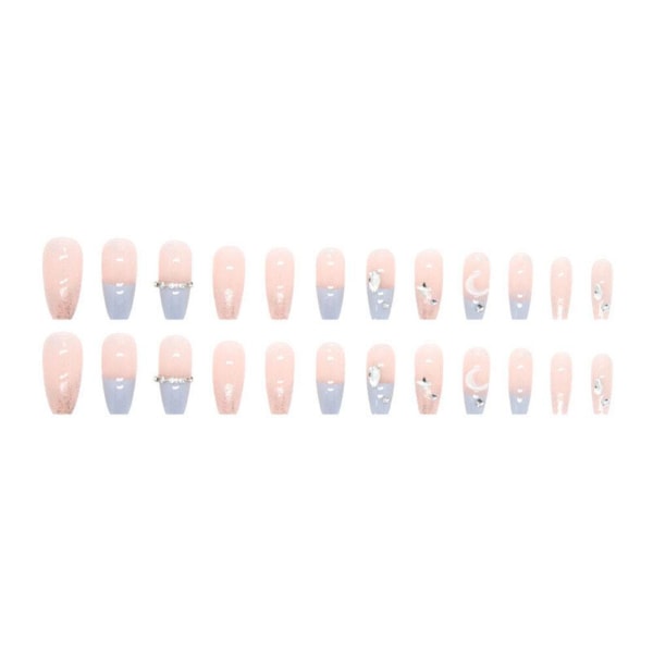 24 st Glue Nail Sticker Long Nail Art Konstgjorda Naglar Med Glu 2 one-size