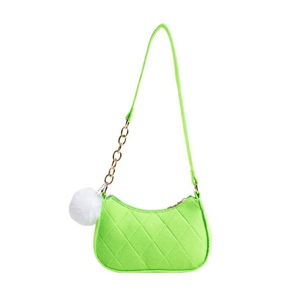 Sommar Ny Stil Enfärgad Pälsbollsväska Dam Liten Fräsch Fe Green One size