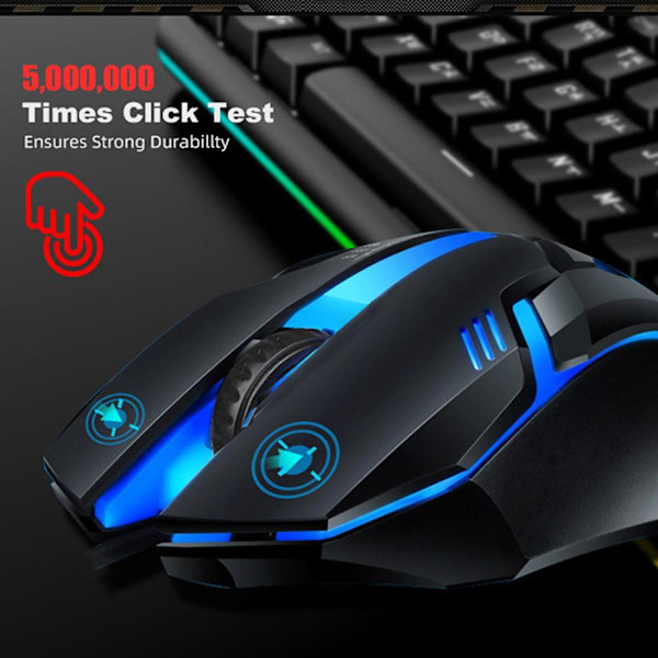 Gamingmus med 7-färgs LED-bakgrundsbelysning Ergonomisk USB-gamingmus W black One-size