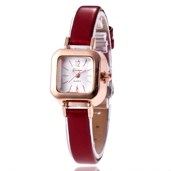 Ny Modeklocka Koreansk Version Retro Quartz Klocka Tunt Band Sm Red One size