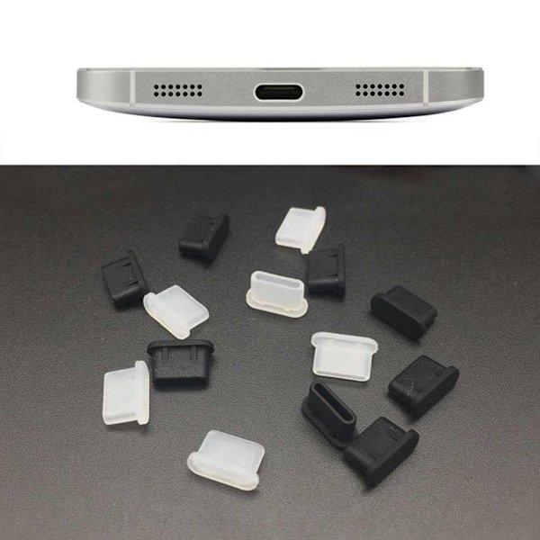 10-100 st Silikon Anti-Damm Plugg Typ-C USB Hörlursdamm L8C8 Plugg Sup♤ white and blackA one-size 2pcs