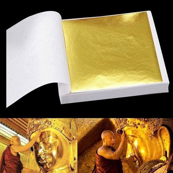 100 ark Dubbel Guld DIY Folieblad Papper Mat Tårta Förgyllning Ätbar TOP✨ B gold 100pcs