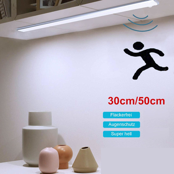 LED USB-undermonterad lampa med rörelsesensor Batterilampa Kökslampa 30cm white light One-size