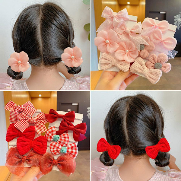 Stylingverktyg 10 st/set Blomma Rosett Elastiska Hårband För Flicka Barn Liten Flicka Huvudbonad Red 1set