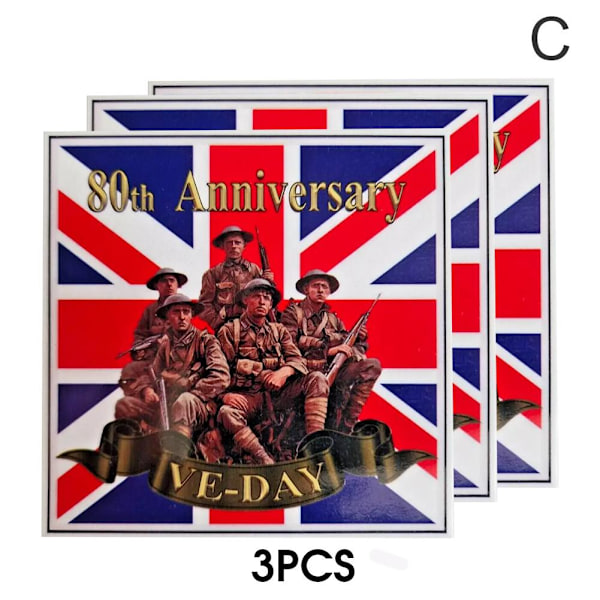 1-10x VE Day Fönsterdekaler 80-årsjubileum Militär squ C 3pcs