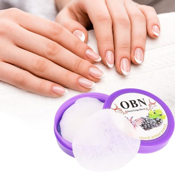 Nagellacksremover med fruktsmak, handduksremover, handduksförpackning, rengöringsbox O6G1