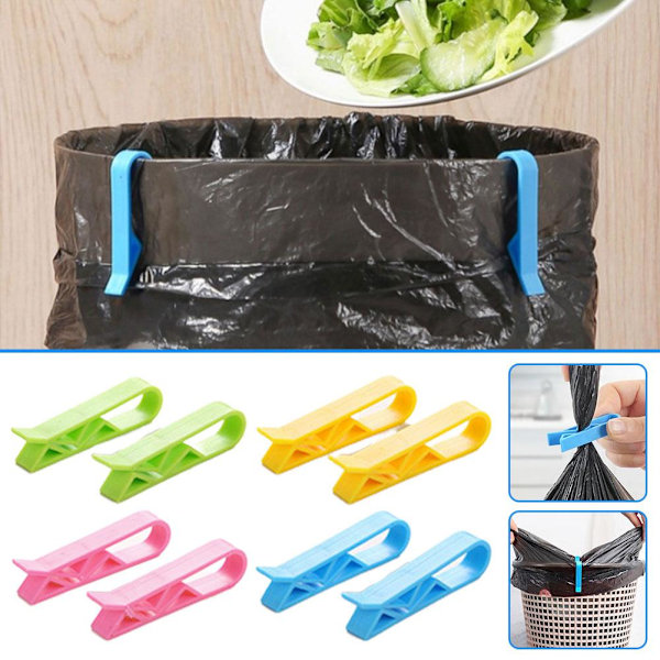 2 st. soppåshållare i plast, klämmor för kökssopor green 2PC